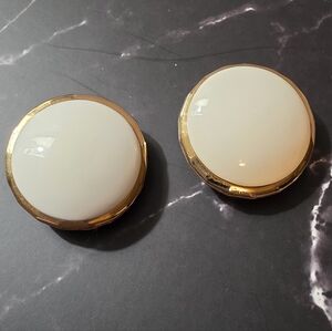 Vintage Alice Caviness Lucite Clip-On Earrings Gold Filigree Signed